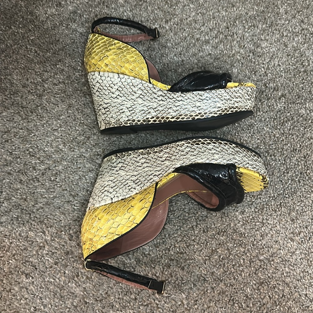 Derek Lam Bristol Python Colorblock Open-Toe Wedge - image 3